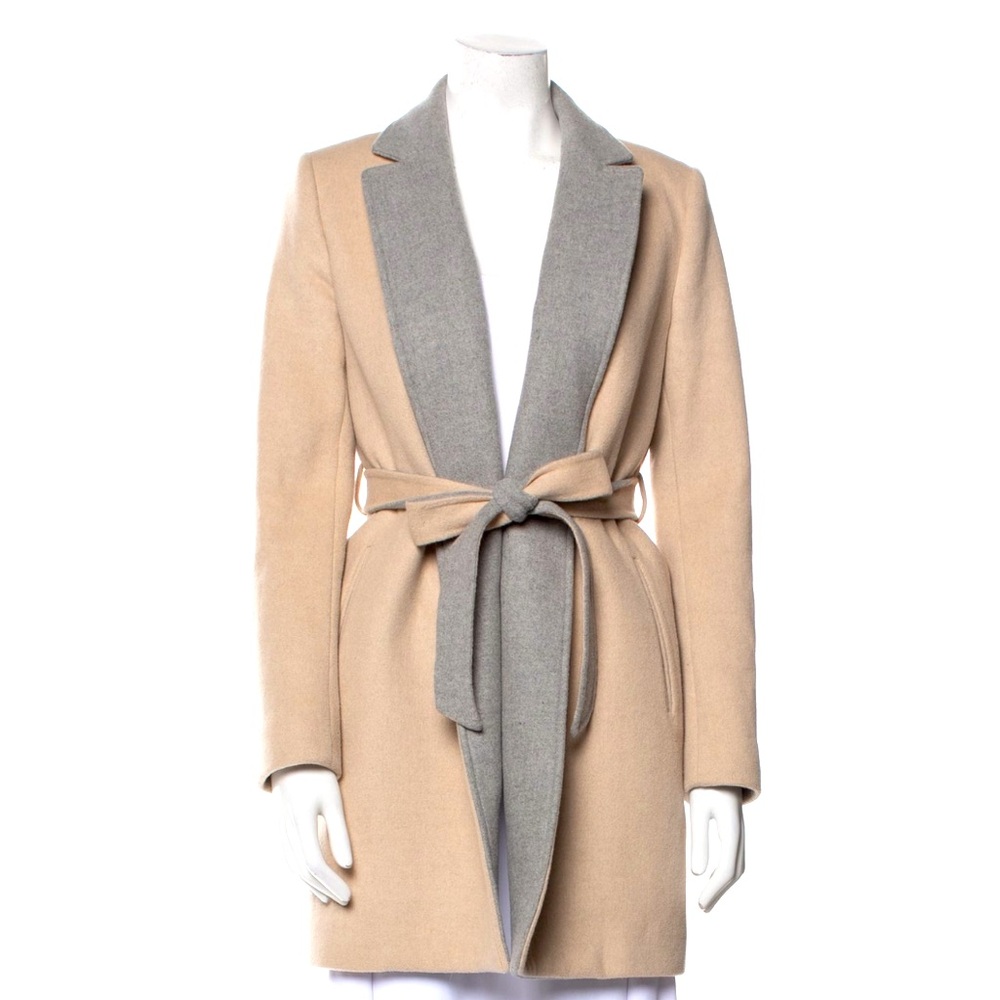 Beautiful Theory Cream and Gray Wool Wrap Coat SZ: P (0)